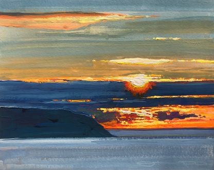 Woolacombe sunset gouache painting