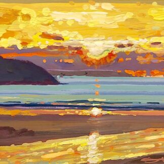 winter woolacombe sunset painting