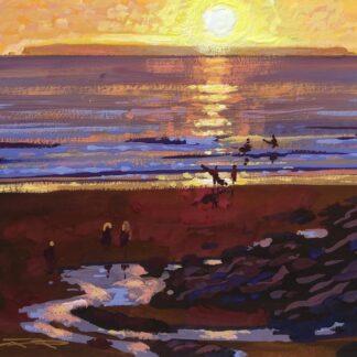 sunset on woolacombe beach