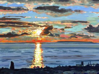 Lundy spring sunset viewed from woolacombe beach