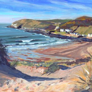 Painting of a sunny day in Croyde Bay