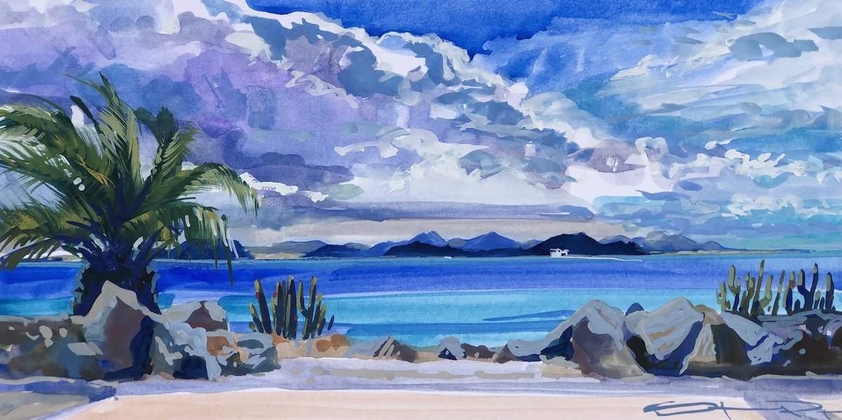 view from Lanzarote to Fuerteventura islands in the atlantic ocean