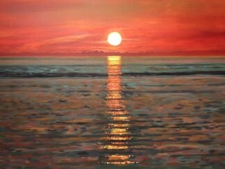warm sunset sparkling reflections over a calm sea