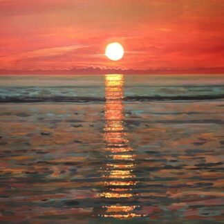 warm sunset sparkling reflections over a calm sea