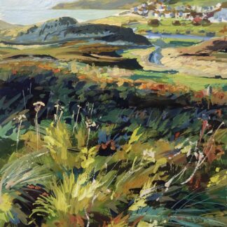 Road Into Woolacombe original gouache painting by Devon landscape painter Steven Pleydell-Pearce