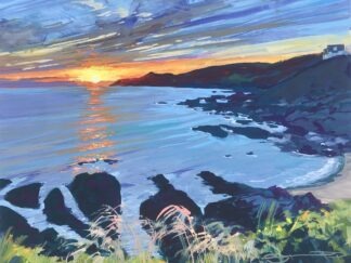 Summer solstice original gouache panting by Woolacombe artist Steven Pleydell-Pearce