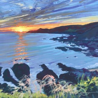Summer solstice original gouache panting by Woolacombe artist Steven Pleydell-Pearce