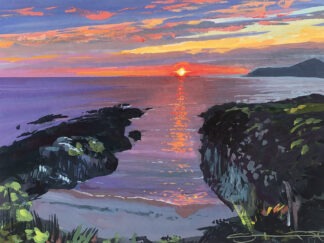 Barricane Shimmering an original Barricane beach sunset painting by Woolacombe artist Steven Pleydell-Pearce