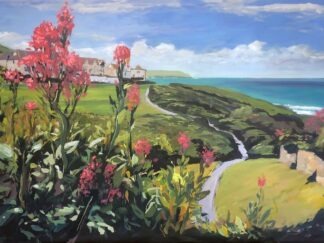 Combesgate Coast Path Original painting by Woolacombe artist Steve PP