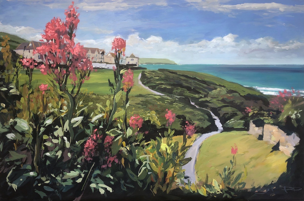 Combesgate Coast Path Original painting by Woolacombe artist Steve PP