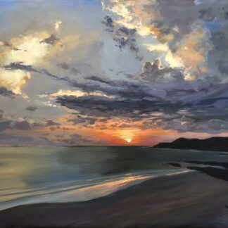 Original Combesgate Beach sunset painting by Woolacombe artist Steven Pleydell-Pearce
