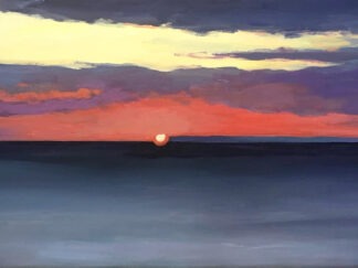 Lundy Sundown original Lundy sunset acrylic painting by Woolacombe artist Steven Pleydell-Pearce