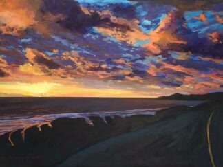 Original painting of a Woolacombe sunset viewed from the Esplanade by artist Steve PP