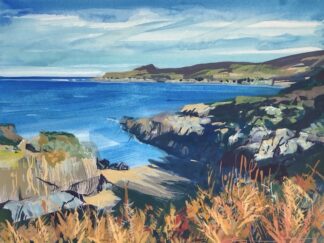 Original Barricane beach gouache painting by Woolacombe artist Steve PP